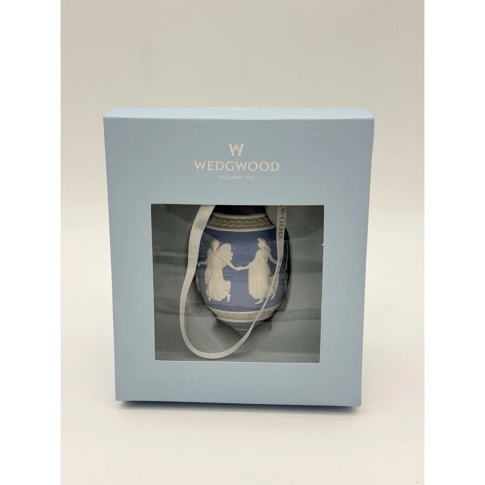 Wedgwood Jasperware Dancing Hours Blue/white Christmas Ornament Porcelain Boxed